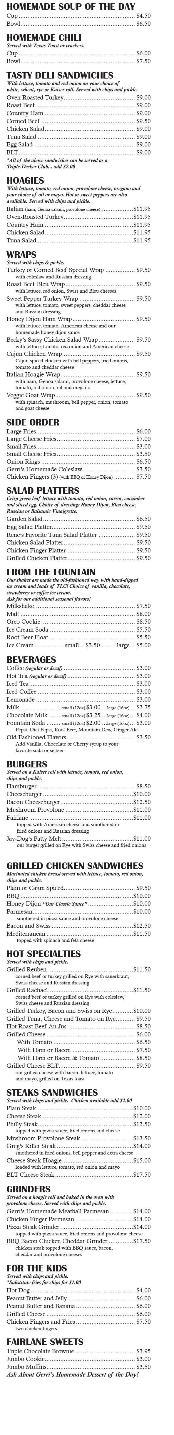 Lunch Menu
